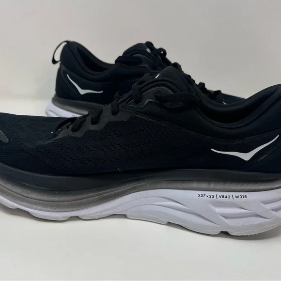 Hoka One One Bondi 8 Men's Running Shoes Athletic Sneakers Size 13D Black White - Picture 4 of 10